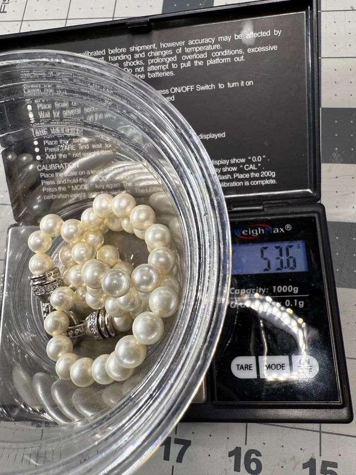 Collar Judith Ripka de plata esterlina con perlas simuladas cierre de palanca detalles de circonita cúbica 16" Foto 4 de 4