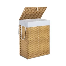 DUMOS Woven Laundry Basket with Lid, 90L Large Capacity Hamper, Rem... Fast Ship