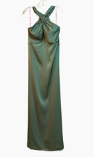 Barbie x Azazie Dress A12 Sage Green Satin Halter Maxi Sleeveless Formal Dress