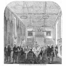 HOUSE OF COMMONS Speakers First Parliamentary Dinner - Antique Print 1859