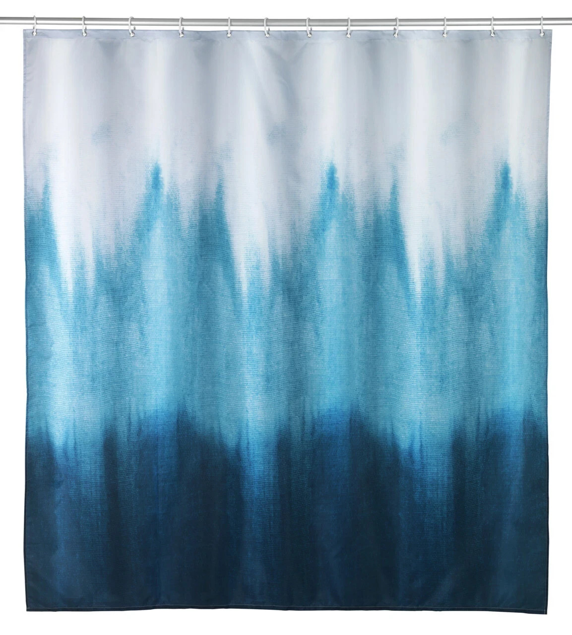 WENKO Alara Duschvorhang 180x200 cm Blau Weiß wasserabweisend inkl. 12 Ringe