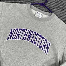 Northwestern Wildcats Sweatshirt Mens Large Champion Gray Long Sleeve Crew
