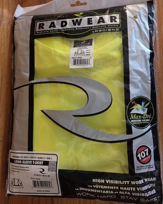 High Vis Radians Radwear Adult L Long Sleeve TShirt Type R Class 3 PolyesterMesh