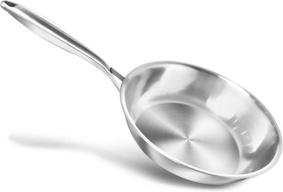 Frying Pan Stainless Steel Uncoated Induction Compatible Durable High-Quality...