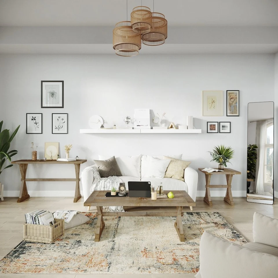 Современный деревенский диван-стол Carlyle Crossing из искусственно состаренного массива дерева с эстакадой - Изображение 3 из 4