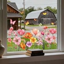 Window Clings for Bird Collision Prevention Wildflower Butterfly Theme