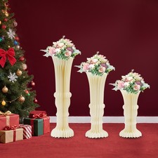 Espositore centrotavola pieghevole in cartone 3 pezzi per festa matrimonio bianco latte