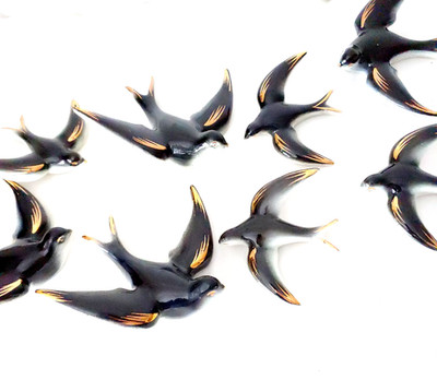 Flight of Swallows Wall Art Set of 8 Andorinhas Bird Figurines Ceramic MCM