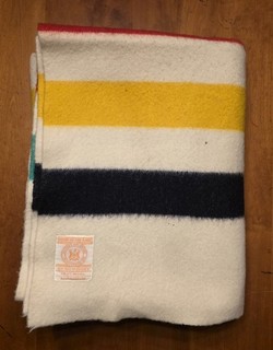 Vintage Hudson's Bay 4 Point Blanket Made in England 100% Wool