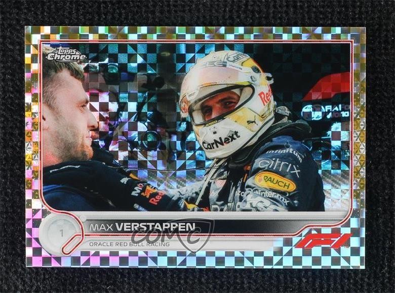 2022 Topps Chrome Formula 1 Gold Checker Flag Refractor 7/50 Max Verstappen 3f0