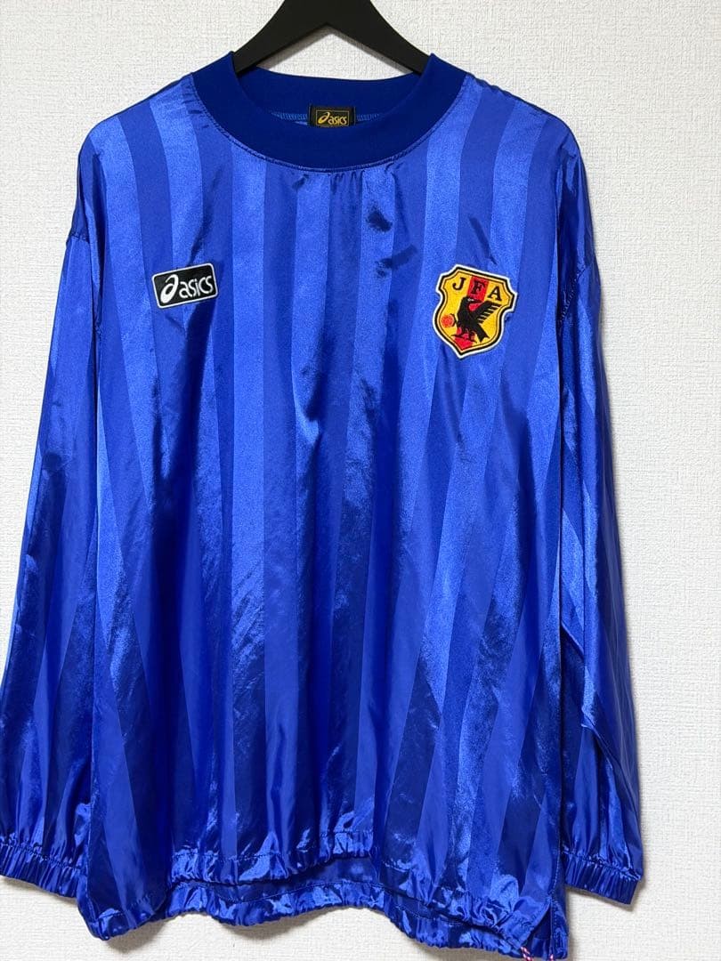 Japan 1998 Training Top Asics L JFA Flame Logo Blue Vintage Soccer