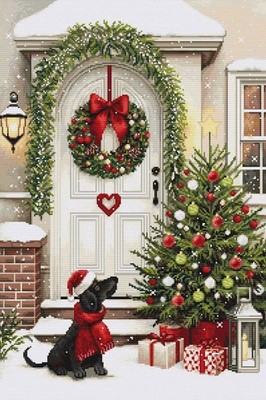 Luca-S Kreuzstich Stickpackung ''Warten auf Weihnachten'', Zählmuster, 32x48cm