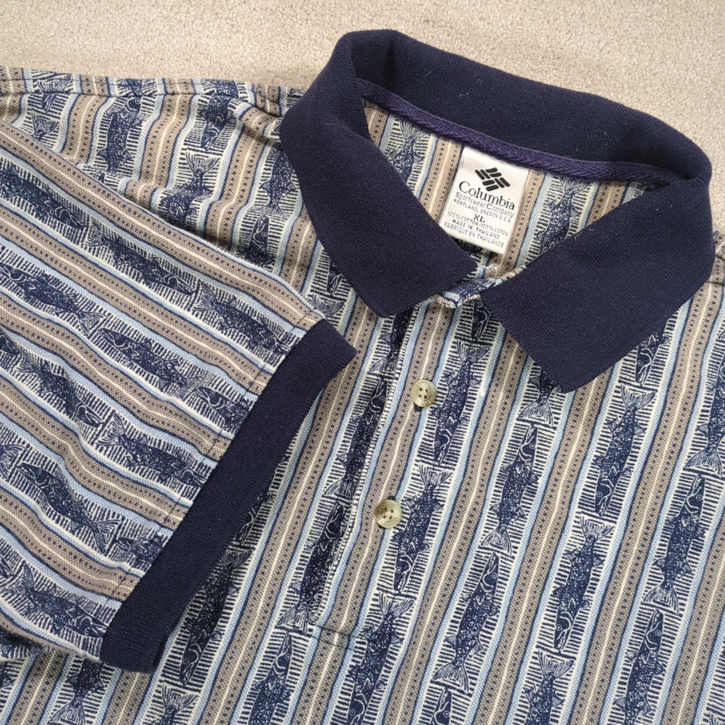 Vintage Columbia Polo Shirt Men’s XL S/S Cotton Outdoor Hiking Nature Style