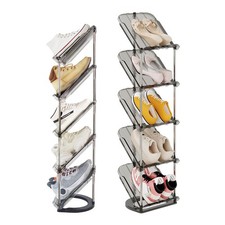 Sloping Narrow Shoe Rack 5 Tiers - Free Standing Vertical Shoes Rac... Fast Ship