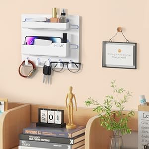 Estantería de noche montaje en pared, organizador de accesorios adhesivos con... - Imagen 7 de 7