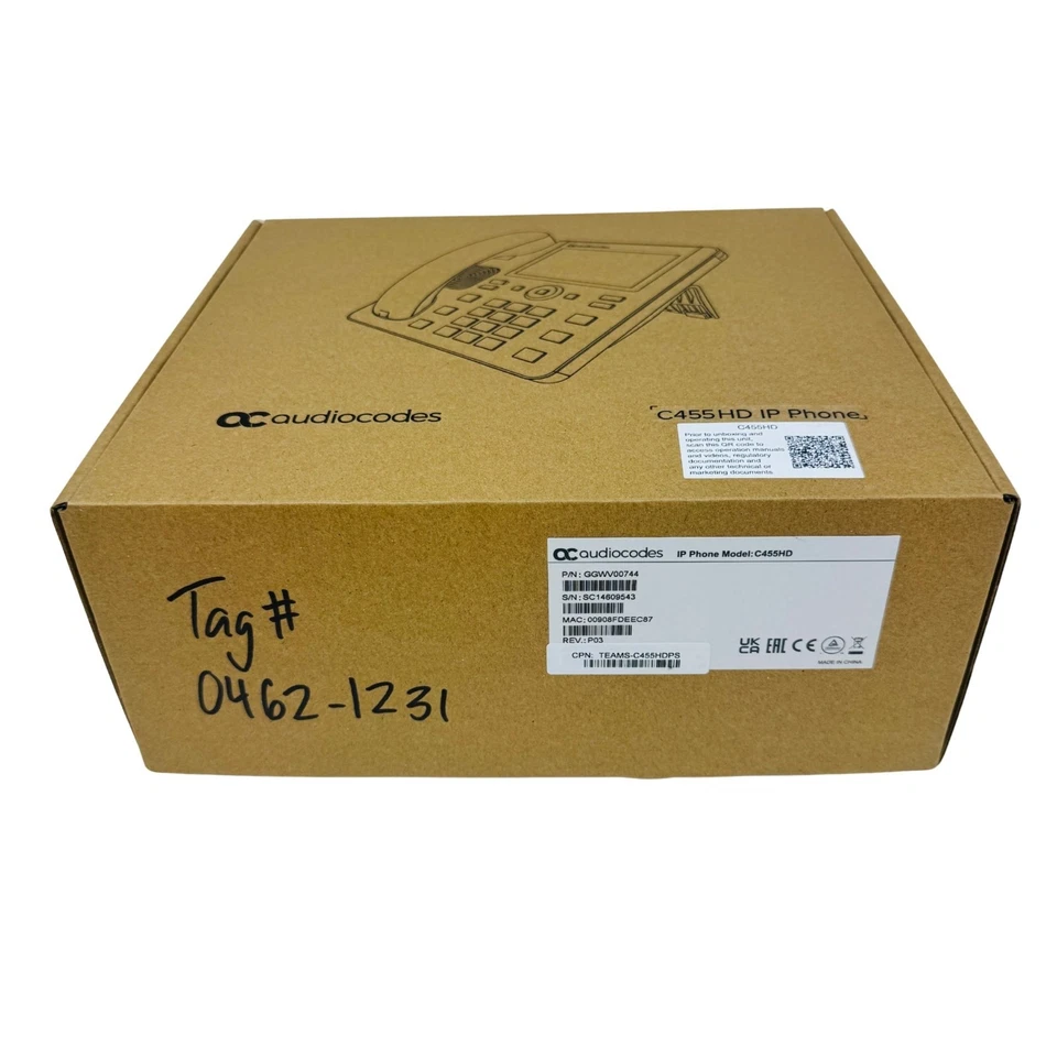 NEW AudioCodes Model C455HD IP Phone PoE GbE GGWV00744 for Microsoft Teams - Image 2 of 4