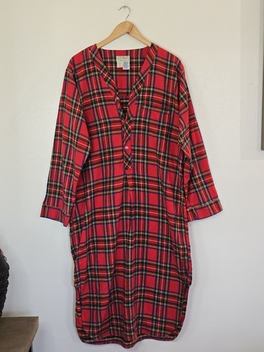 L. L. Bean Herren Nachthemd Größe Large rot Tartan kariert Flanell Weihnachtsfotos - Bild 10 von 10