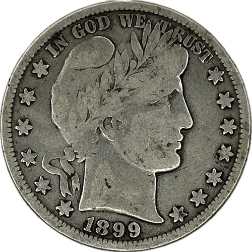 1899 Barber Silver Half Dollar in a SAFLIP® - Fine- (VG+)