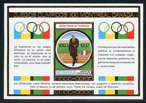 NICARAGUA MNH S/S Minisheet: MICHEL Block #89 1976 OLYMPICS Gold CV€50+
