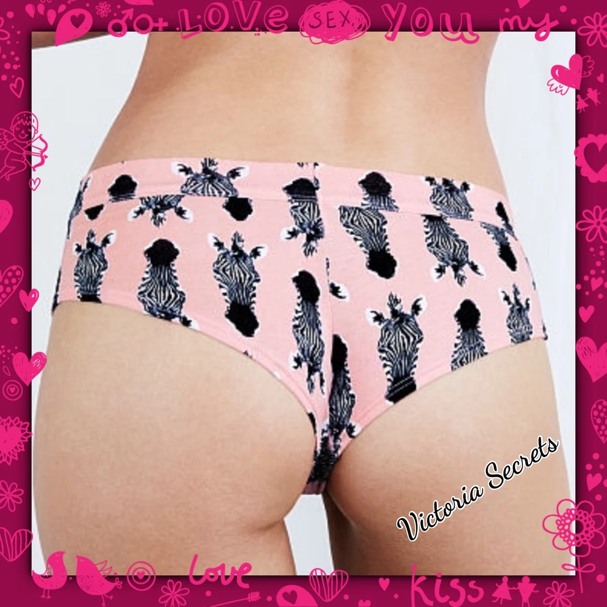 New Victoria's Secret PINK ZEBRA Boyshort Booty Short Underwear Cheeky  Panty M