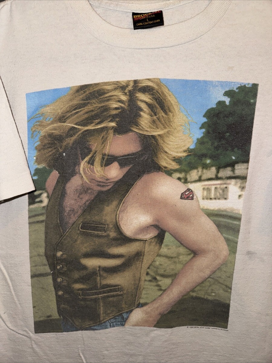 Vintage 1995 Brockum Bon Jovi White Shirt Size Large | eBay
