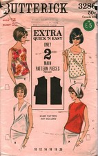 3286 Vintage Butterick SEWING Pattern Misses 1960s Quick Easy Blouse 14 OOP Sew