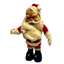 1950s Vintage Santa Claus Rubber Face Black Boots Bells Red Felt Suit Clothing