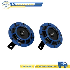 Fits for Motorcycle Car Horn Disc horn Car Horns 115dB 12V Blue Stainless Steel