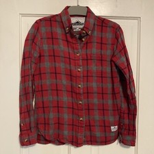 Penfield Plaid Flannel Button Down Shirt Top Boyfriend Fit S Small Red Long Dlee