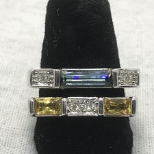 Vintage Sterling Silver Topaz Cirtine  Clear Color Cubic Zirconia Ring sz 8