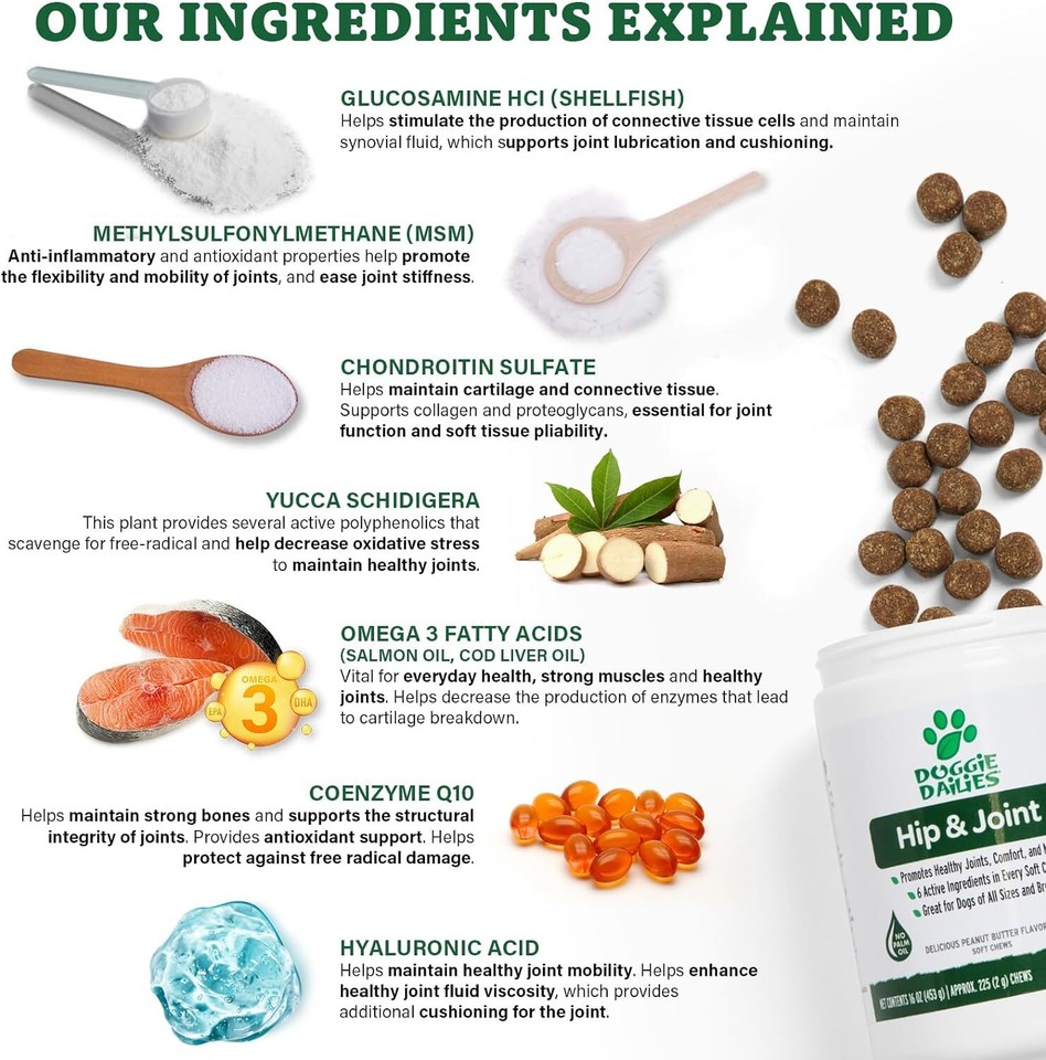 Doggie Dailies Glucosamine for Dogs 225 Chews Joint Supplement