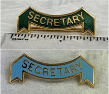 Secretary Banner Badge / Scroll Enamel Pin Badge / Brooch Badge - 2 Colours!