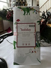 Pottery Barn Kids Holiday Glow in the Dark Dinosaur Sheet Set 3/pc Toddler NWT
