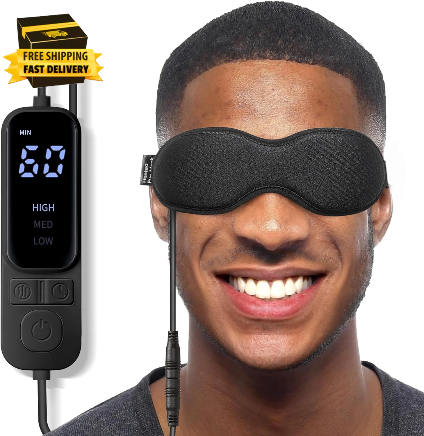 USB Heated Eye Mask with Electric Warming Pad & Storage Bag for Soothing Relief-image