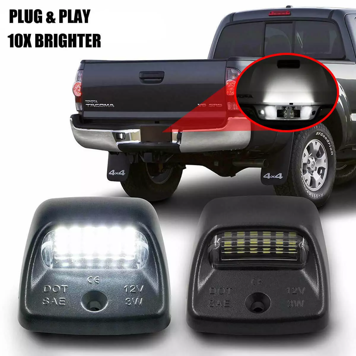 White LED Tag License Plate Light Bulbs Assembly Kit For 2005 2015