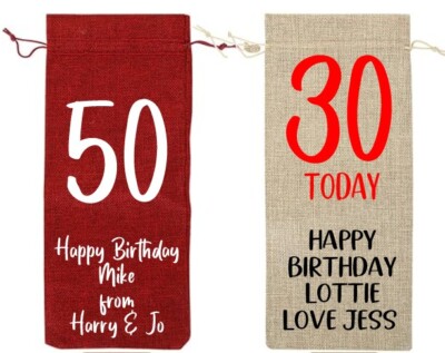 Personalisierte Geschenktüte Happy Birthday Alter Weinflasche