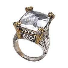 STERLING SILVER 14MM WHITE STONE SIZE 6 RING 15.4GR 1147