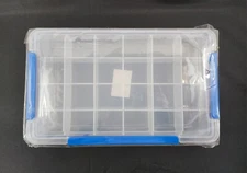 24 Grid 3-Latch Plastic Airtight Organizer Storage Box Adjustable Dividers