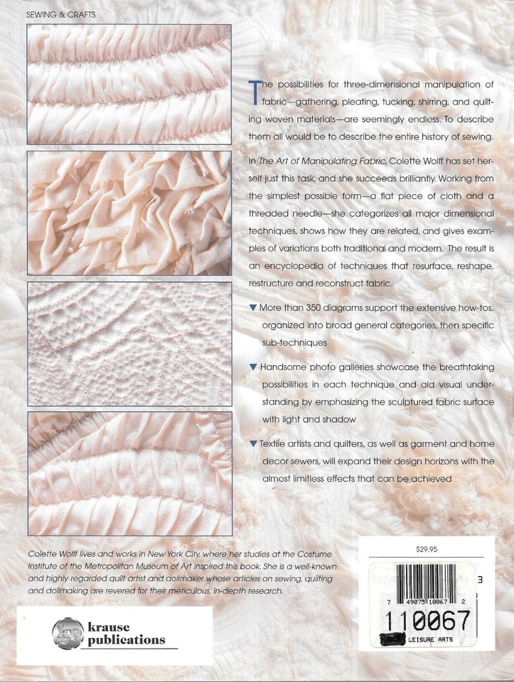 Livre "The Art Of Manipulating Fabric" Par Colette Wolff - Occasion Très Bon état - Broché