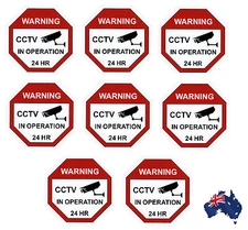 CCTV Camera Warning Stickers, Surveillance Vinyl Decal, Video Security Sign X8