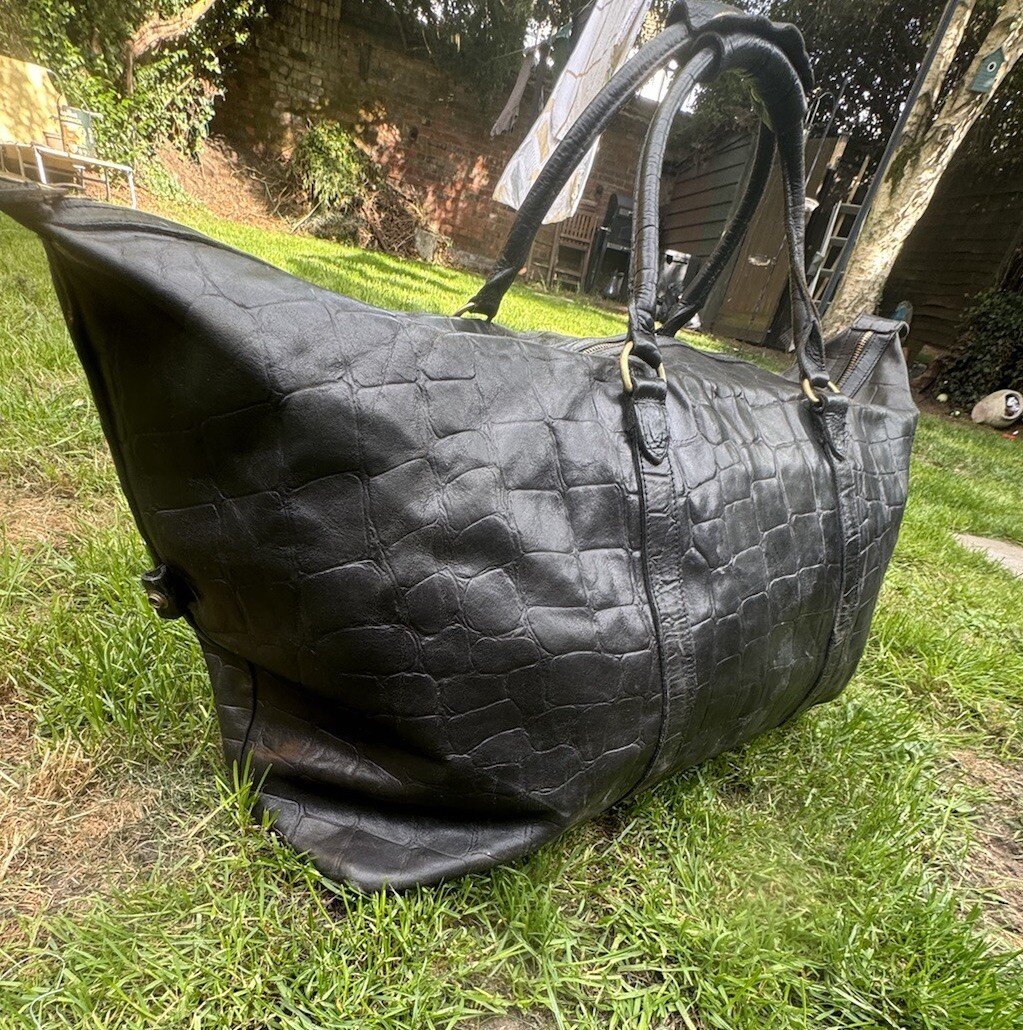 マルベリー　大型　トラベルバック Mulberry Travel Bag Large Weekender Vintage Black Croc Print