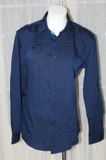 SIZE M CONNOR NAVY BLUE MENS LONG SLEEVE BUTTON UP COLLARED SHIRT   POST 5 FREE