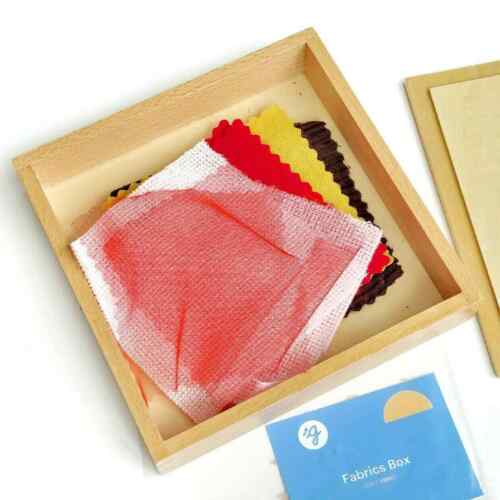 Montessori Fabrics Box Wooden Fabric Swatches - Picture 1 of 3