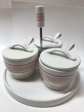 Pottery Barn Condiment Caddy Lazy Susan Jelly Jar Ice Cream Bar Farmhouse Server