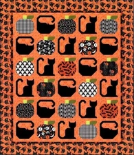 Feline Drive Fabric HALLOWEEN CATS Quilt Kit Rachel Hauer Free Spirit