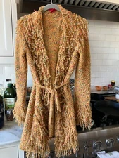 YARNS by MOD O DOC Loopy Fringe Wrap Sweater Medium gold multicolor Hong Kong