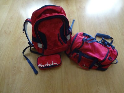 Satch sleek Schulrucksack Cherry Cheks + Sporttasche + Federtasche - Satch Set