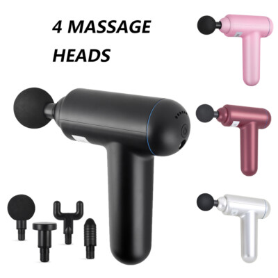 6 Speed Massage Gun Percussion Massager Deep Tissue Muscle Vibrate Relax 4  Heads | eBay