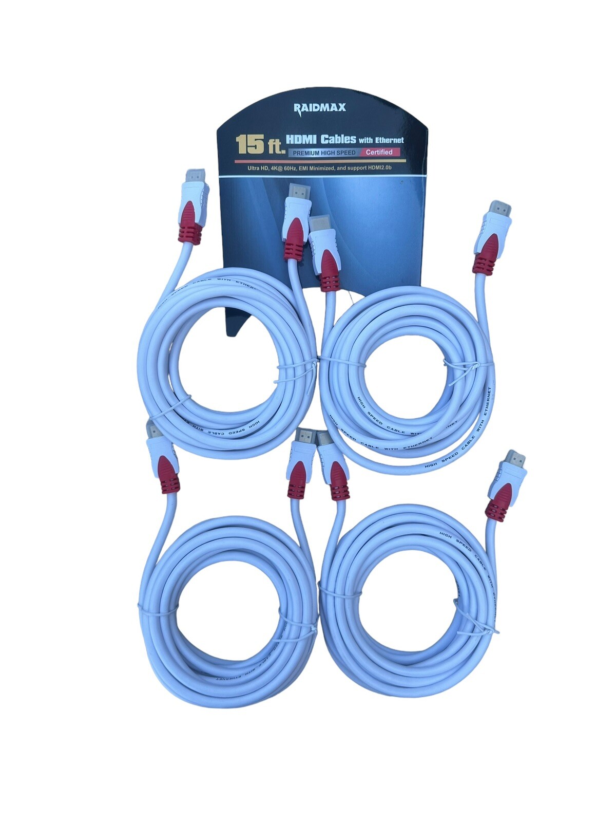 15FT 4K Ultra HD HDMI Cable with Ethernet - High Speed 3D Ready - Lot of 4-image