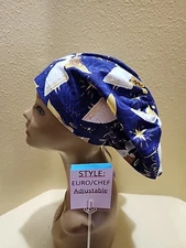 Angels Peace & Joy Christmas Women's Euro/Chef Surgical Scrub Hat/Cap Handmade